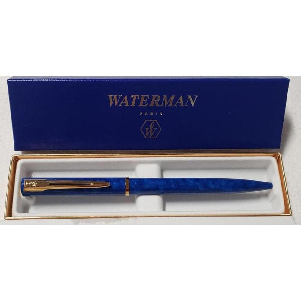 Waterman Paris Blue Ballpoint pen w/ Gold Trim – Tested - Black Ink - Picture 2 of 10